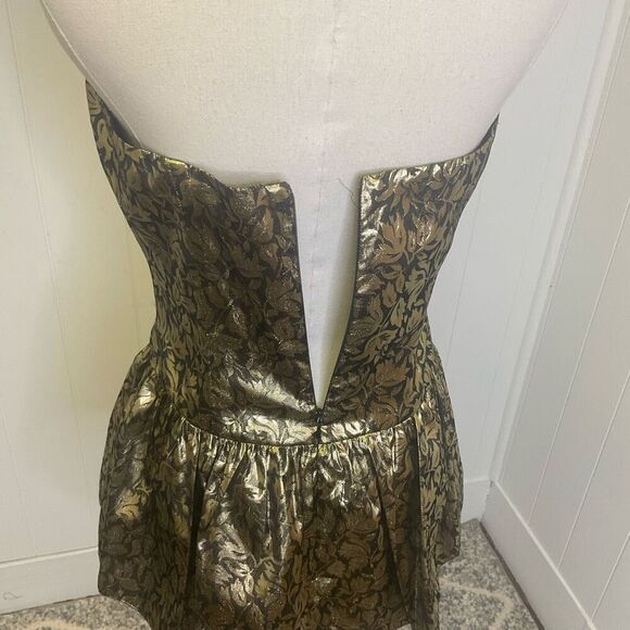 VTG Claude Bennett Women's Size 10 Metallic Gold Black Mini Dress Party Evening - Picture 7 of 9